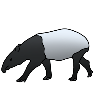 a Malayan tapir drawn with some shading.